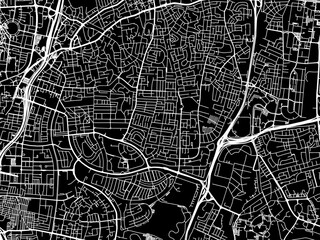 Vector road map of the city of Ramat Gan in Israel with white roads on a black background.