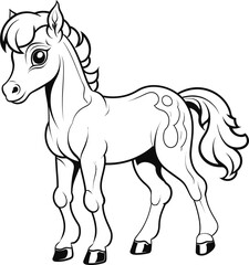 Obraz na płótnie Canvas Horse animal black and white coloring page