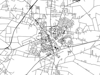 Vector road map of the city of Belchatow in Poland with black roads on a white background.