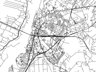 Fototapeta na wymiar Vector road map of the city of Grudziadz in Poland with black roads on a white background.
