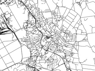 Obraz premium Vector road map of the city of Jaworzno in Poland with black roads on a white background.