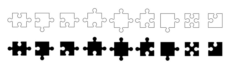 Puzzle piece element collection. Set of game puzzle. Vector - obrazy, fototapety, plakaty