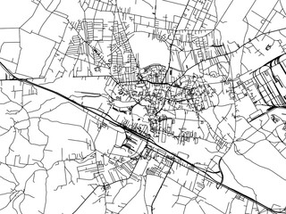 Vector road map of the city of Ostrowiec Swietokrzyski in Poland with black roads on a white background.