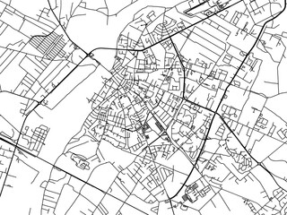 Fototapeta na wymiar Vector road map of the city of Ostroleka in Poland with black roads on a white background.