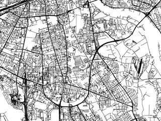 Obraz premium Vector road map of the city of Mokotow in Poland with black roads on a white background.
