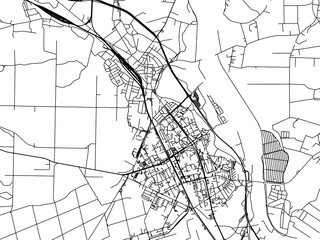 Obraz premium Vector road map of the city of Stalowa Wola in Poland with black roads on a white background.