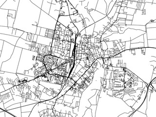 Vector road map of the city of Slupsk in Poland with black roads on a white background.