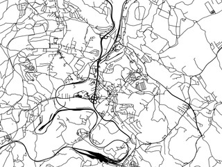 Vector road map of the city of Walbrzych in Poland with black roads on a white background.