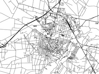Fototapeta premium Vector road map of the city of Tomaszow Mazowiecki in Poland with black roads on a white background.