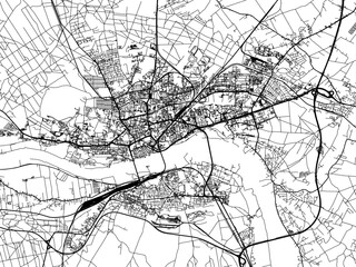 Vector road map of the city of Torun in Poland with black roads on a white background. © Map Graphics