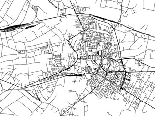 Fototapeta na wymiar Vector road map of the city of Zamosc in Poland with black roads on a white background.