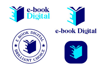 Letter E for E-Book logo icon label stamp design with compatibility for various media. vector illustration