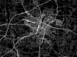 Obraz premium Vector road map of the city of Kielce in Poland with white roads on a black background.