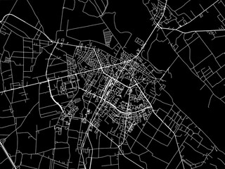 Vector road map of the city of Lomza in Poland with white roads on a black background.