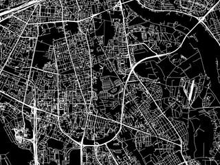 Obraz premium Vector road map of the city of Mokotow in Poland with white roads on a black background.