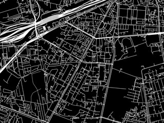 Vector road map of the city of Ochota in Poland with white roads on a black background. - obrazy, fototapety, plakaty