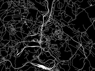 Vector road map of the city of Walbrzych in Poland with white roads on a black background.