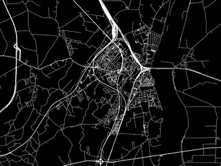 Vector road map of the city of Tczew in Poland with white roads on a black background.