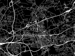 Vector road map of the city of Zabrze in Poland with white roads on a black background.