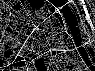 Vector road map of the city of Zoliborz in Poland with white roads on a black background.