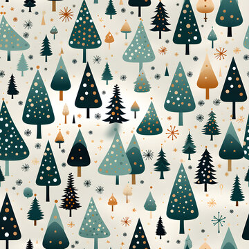 Christmas tree on white background,seamless pattern