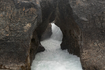 Aerial view of the natural bridge of Yoho National Park