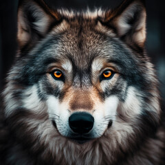 Fototapeta premium Close-up photo of wolf, scary predator in the forest.