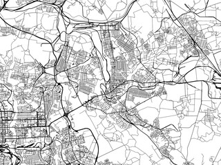 Vector road map of the city of Makiivka in Ukraine with black roads on a white background.