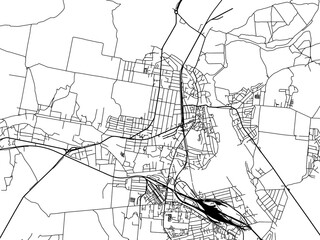 Fototapeta na wymiar Vector road map of the city of Smila in Ukraine with black roads on a white background.