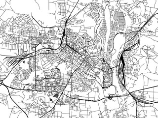 Fototapeta na wymiar Vector road map of the city of Poltava in Ukraine with black roads on a white background.
