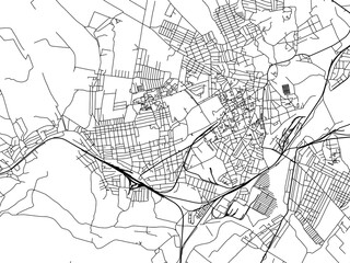 Vector road map of the city of Sloviansk in Ukraine with black roads on a white background.