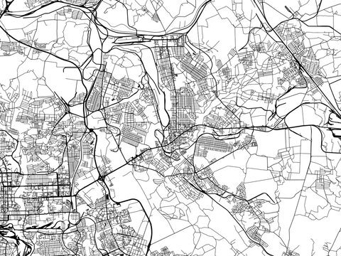 Vector road map of the city of Makiivka in Ukraine with black roads on a white background.