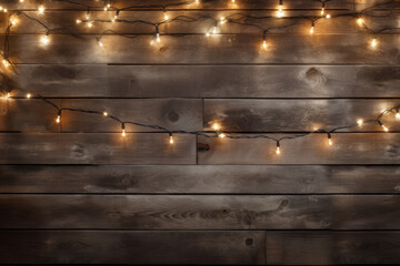 A Wall of Illumination: Aesthetic, Rustic, Wooden Wall Adorned with a Brilliant Array of Lights