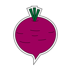 Red beet vector sticker on a white background. Vector flat cartoon illustration. Diet and vegetarian healthy food.