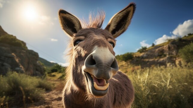Happy donkey pleased to welcome you.