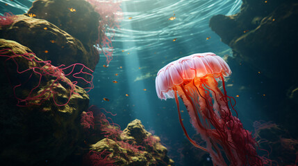 A jellyfish swimming in the water