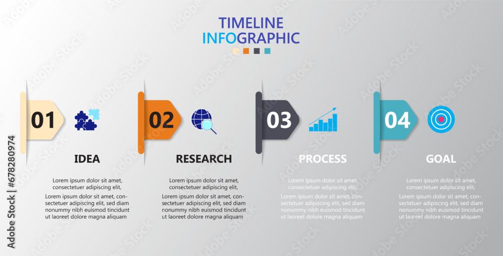 Poster infographic template for business. modern timeline infograph with 4 steps.