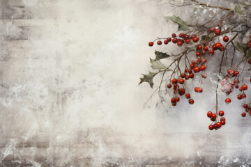 Festive Holly Branch with Vibrant Red Berries