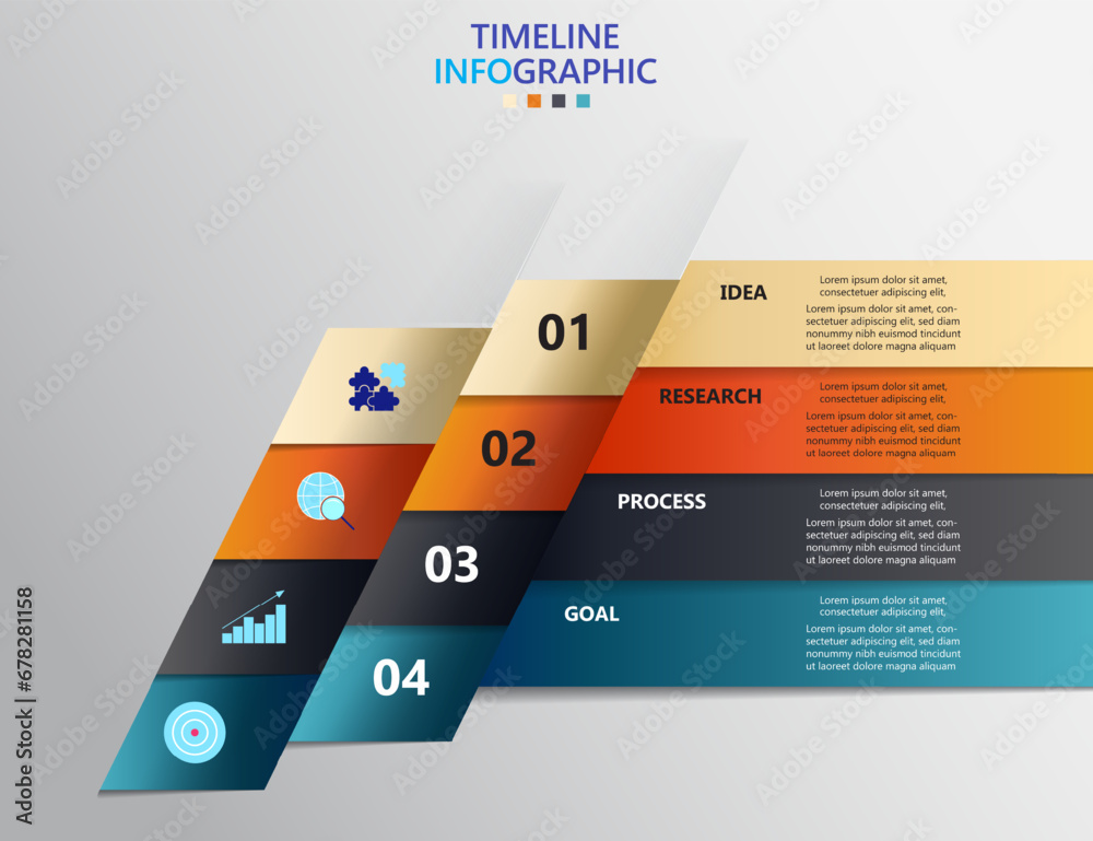 Poster infographic template for business. modern timeline infograph with 4 steps.