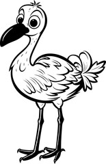 Fototapeta premium Flamingo animal black and white coloring page, vector image