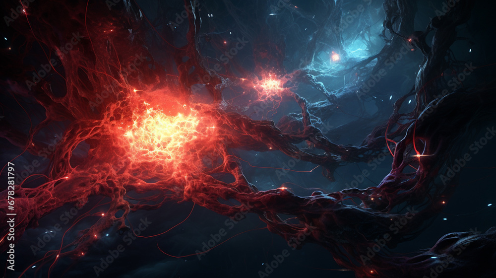 Wall mural neurons connecting and transmitting information.