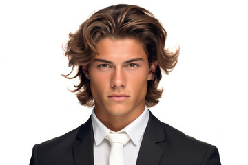 Well-dressed man in suit and tie strikes pose for professional photograph. This versatile image can be used for business presentations, corporate websites, and marketing materials