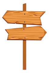 Cartoon wooden arrows template. Blank timber signboard