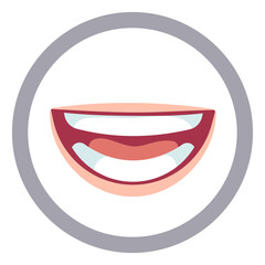 Mouth round icon. Human lips and teeths symbol