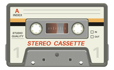 Stereo sound record cassette template. Audio tape