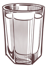 Milk glass sketch. Fresh liquid. Drink engraving