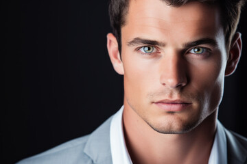 Fototapeta premium Close-up shot of person wearing suit and tie. This professional image can be used for business, corporate, or formal occasions