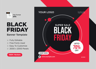 Obraz premium Black Friday Super Sale Social Media Banner Template