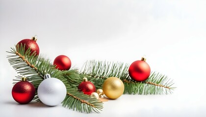 christmas background with balls and branches