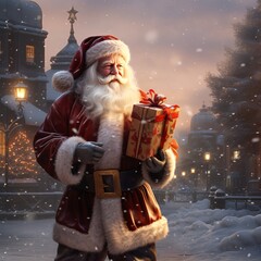 santa claus with a gift